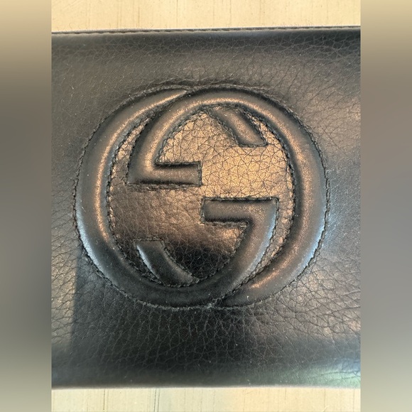 🛍️HP🛍️AUTHENTIC GUCCI👜 Soho Pebbled Leather Zip Around Long Wallet (Black) - Picture 14 of 15